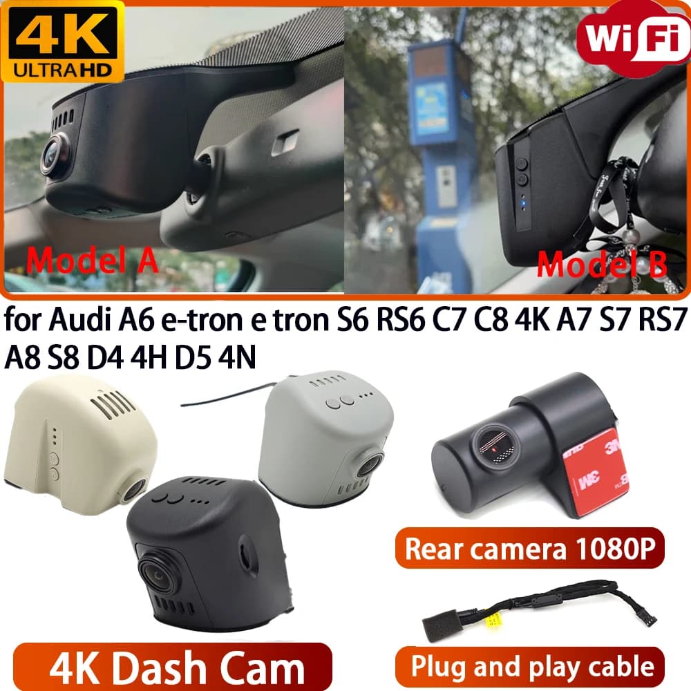 for Audi A6 e-tron e tron S6 RS6 C7 C8 4K A7 S7 RS7 A8 S8 D4 4H D5 4N Video Recorder 4K DVR Dash Cam Wifi Camera 170° Angle