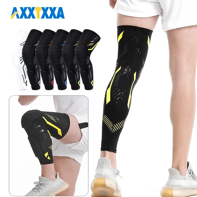 Ginocchiere 1/2 pezzi, ginocchiere e polpacci antiurto, protezione maniche per gambe a compressione coscia per corsa di calcio per giovani adulti