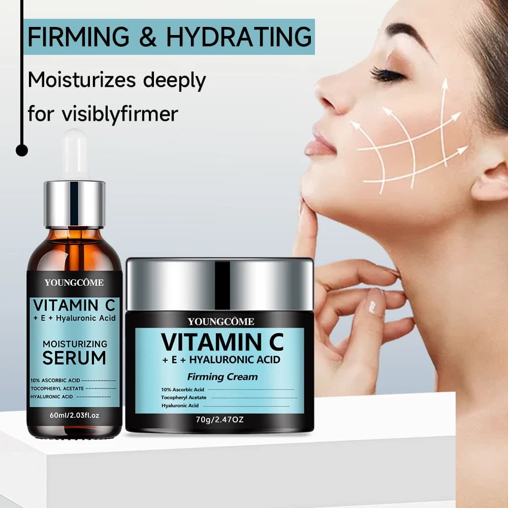 Serum Viso alla Vitamina C 10% Ascorbic acid with Hyaluronic Acid and Vitamin E - Illumina la Pelle, Hydrating Essence for Daily Use