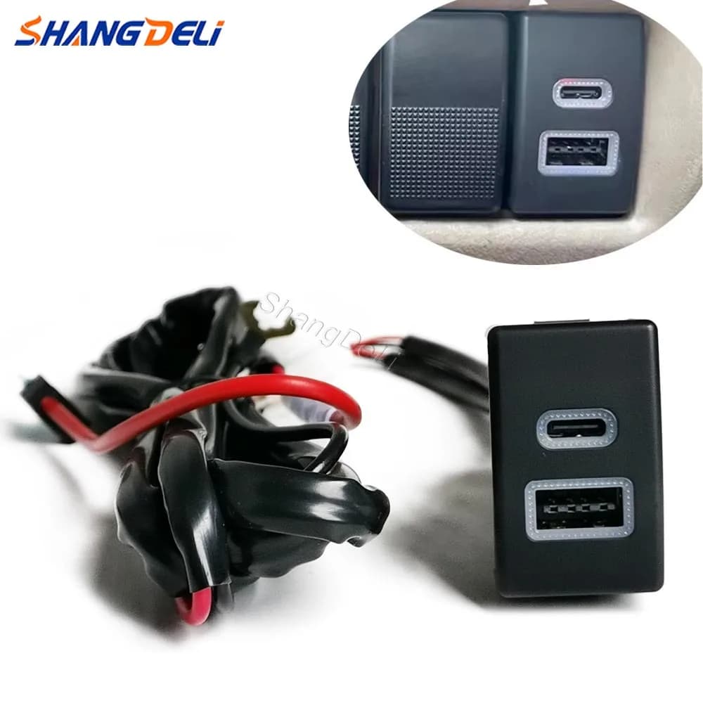Dual Charge Type C PD QC3.0 USB Modified Car Charger with Red Indicator Light for Mazda 5 Mazda 6 Charging Interface