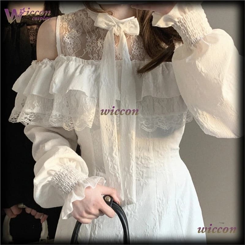 Dress Lolita Japanese Original for Cosplay, Long Pink Dress with Pizzo Jirai Kei, Sexy Clothing for Women Adult, Black and White