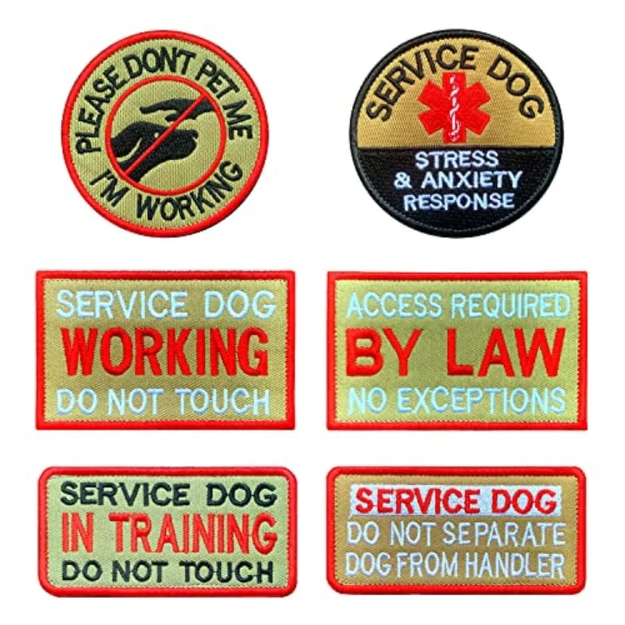 6 pezzi di cerotti per cani Tan Service per imbracatura per cani, allenamento funzionante, non touchare l'accesso alla risposta dell'ansia da stress degli animali domestici richiesto da Law Ho