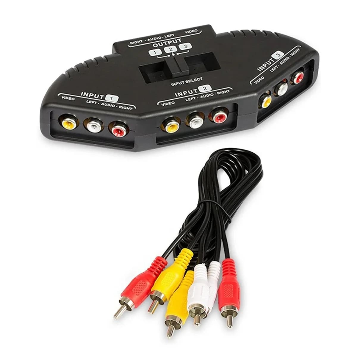 ROO Selettore audio video AV a 3 vie Selettore Box Splitter Switch con cavo per TV X-Box Lettore DVD Dispositivi Switch
