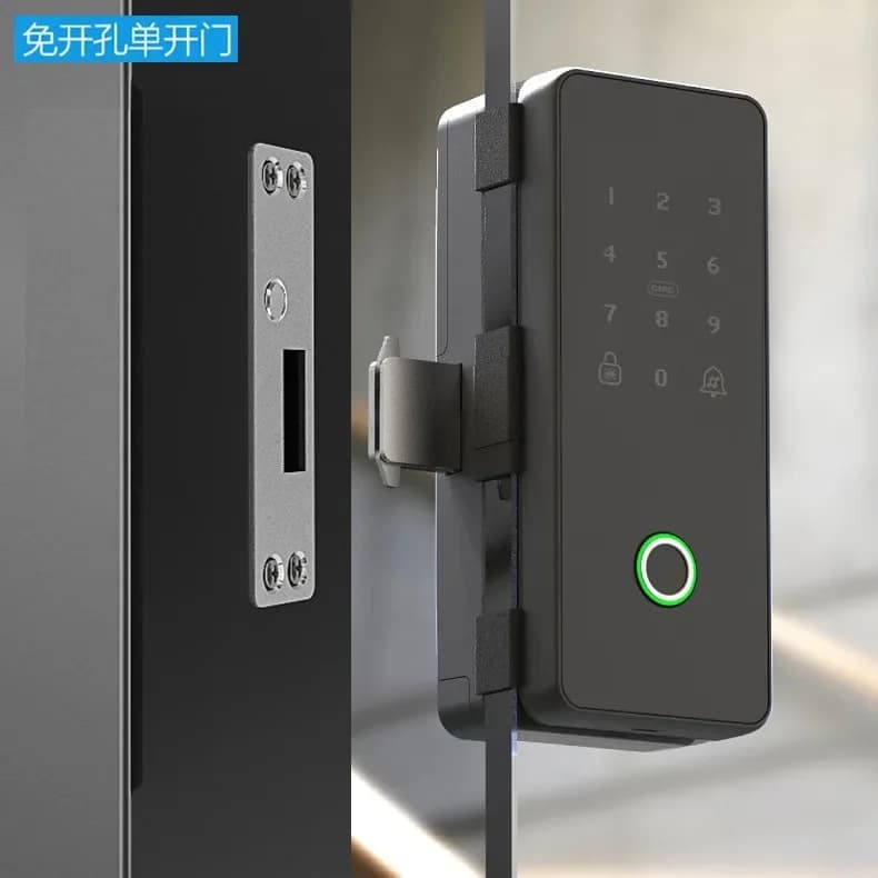 Serratura Elettronica Intelligente Bluetooth con Password per Porta in Vetro a Doppia Apertura, Multilingue, per Ufficio e Uso Commerciale, Anti-Graffiti