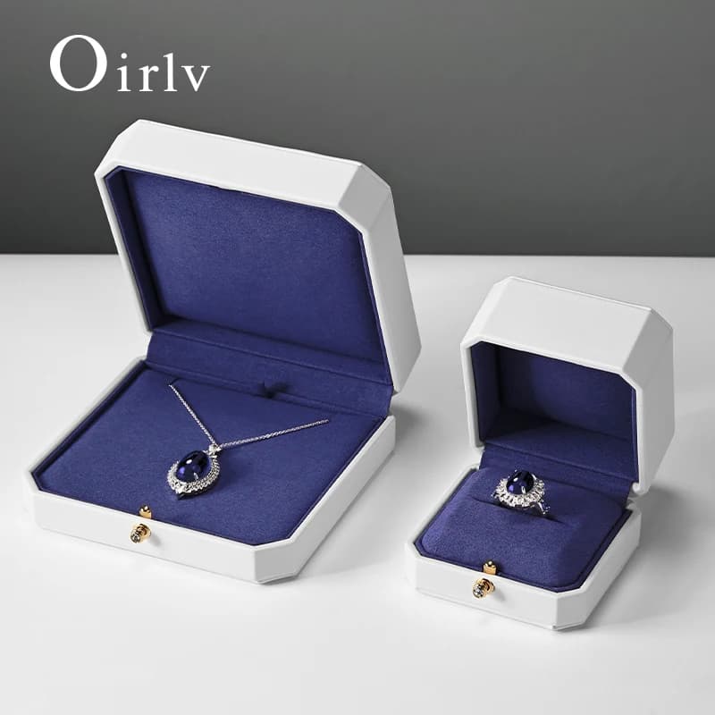 Oirlv Scatola per anelli Scatola per gioielli Anello Bracciale Collana Scatola di immagazzinaggio Scatola per imballaggio regalo per gioielli in pelle PU Scatola per fedi nuziali Organizzatore