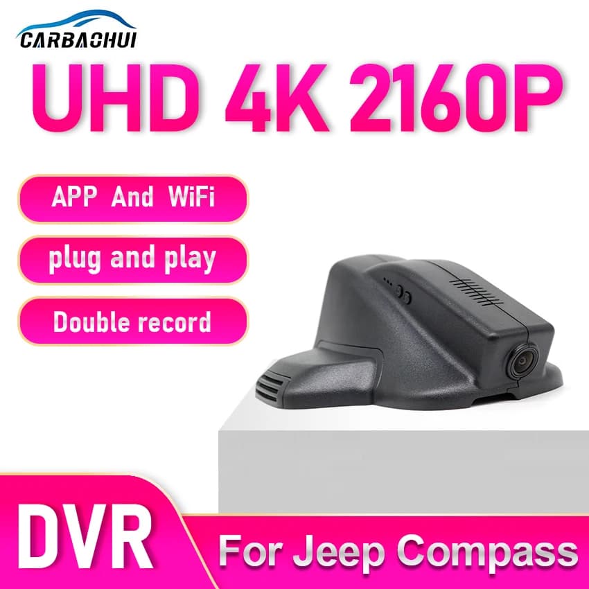 Plug and play Dash Cam for Jeep Compass (2nd generation) 2018 2020 2021 2022 2023, APP control WIFI connection for car camera, DVR for car