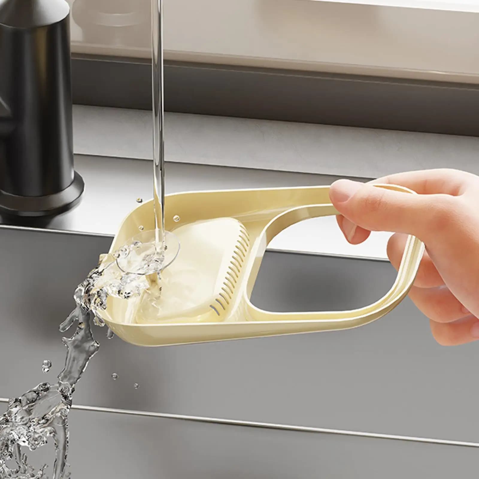 Space Saving Sink Storage Rack Drain Basket Strainer Holder High Density Holes for Food Waste in Kitchen