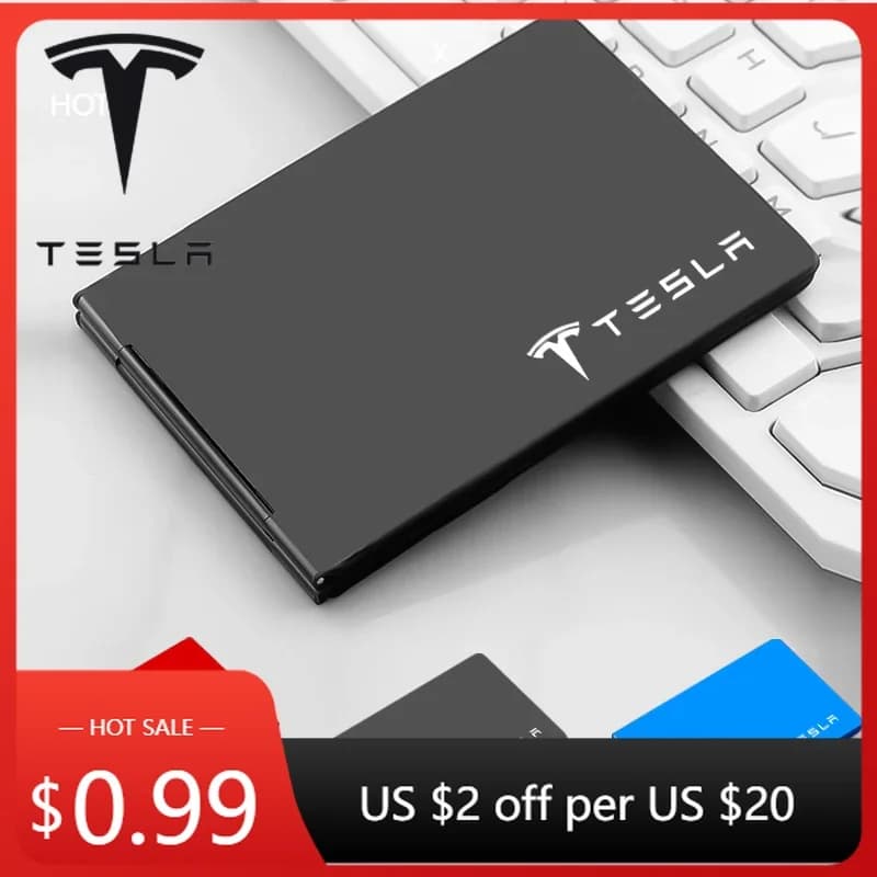 Portacarte RFID sottile intelligente 2025 Hot per auto, custodia automatica in metallo per carte di credito e tessere identificative per Tesla Model
