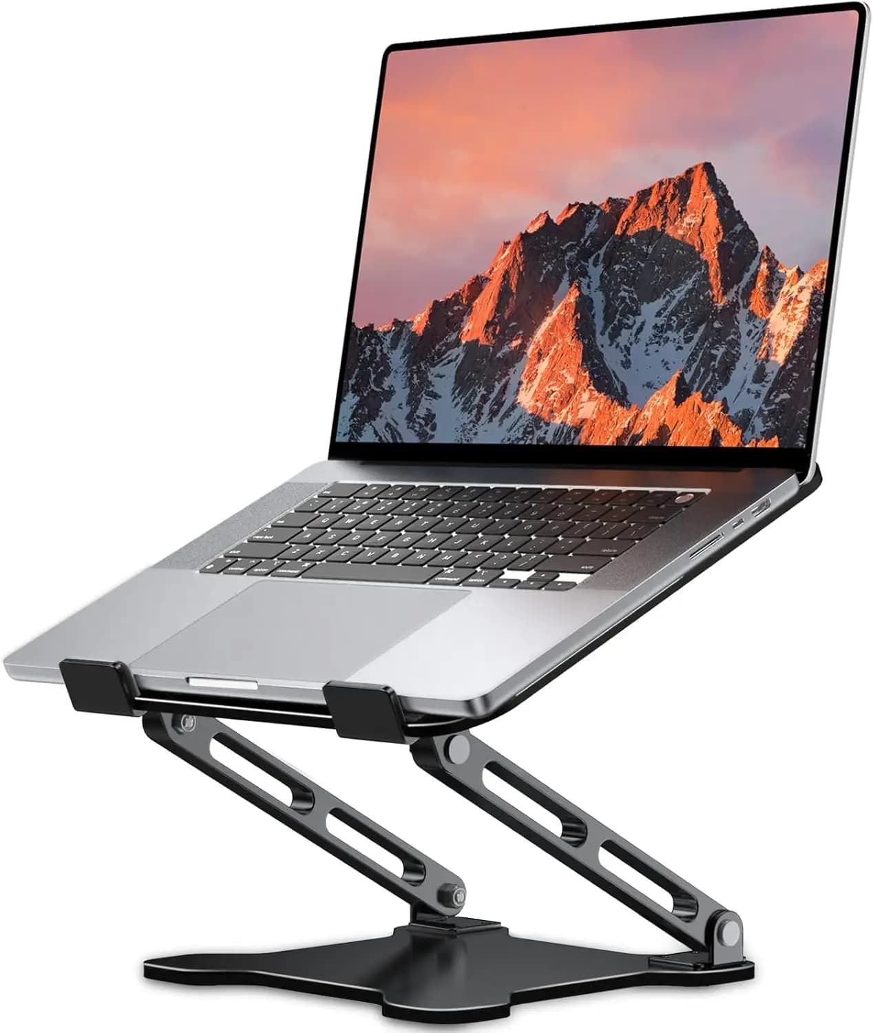 Supporto Regolabile per Laptop da Scrivania, Rialzo Pieghevole in Metallo, Ventilato e Raffreddante, Compatibile con Laptop da 10-15.6 Pollici