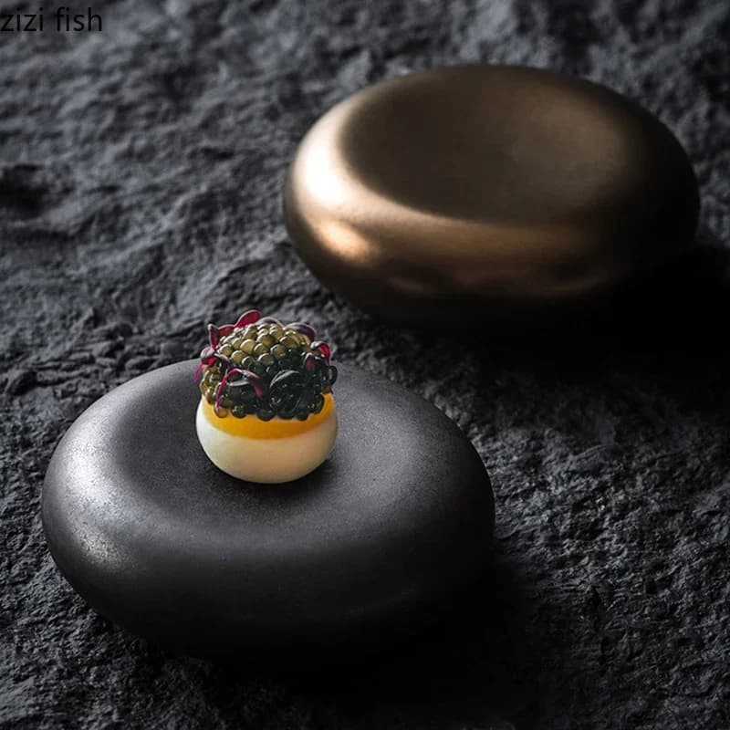 Piatto a doppio strato in ceramica tinta unita ristorante piatto Dim Sum piatto da Dessert piatti per Sushi cucina molecolare stoviglie speciali