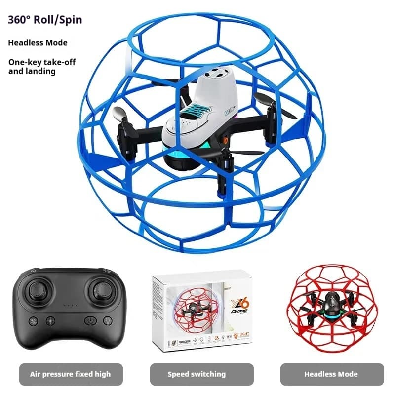 Drone a Forma di Pallone da Calcio Yl16 con Telecomando, Quadricottero Antiurto e Anticaduta con Luci LED Colorate, Giocattolo per Interni ed Esterni