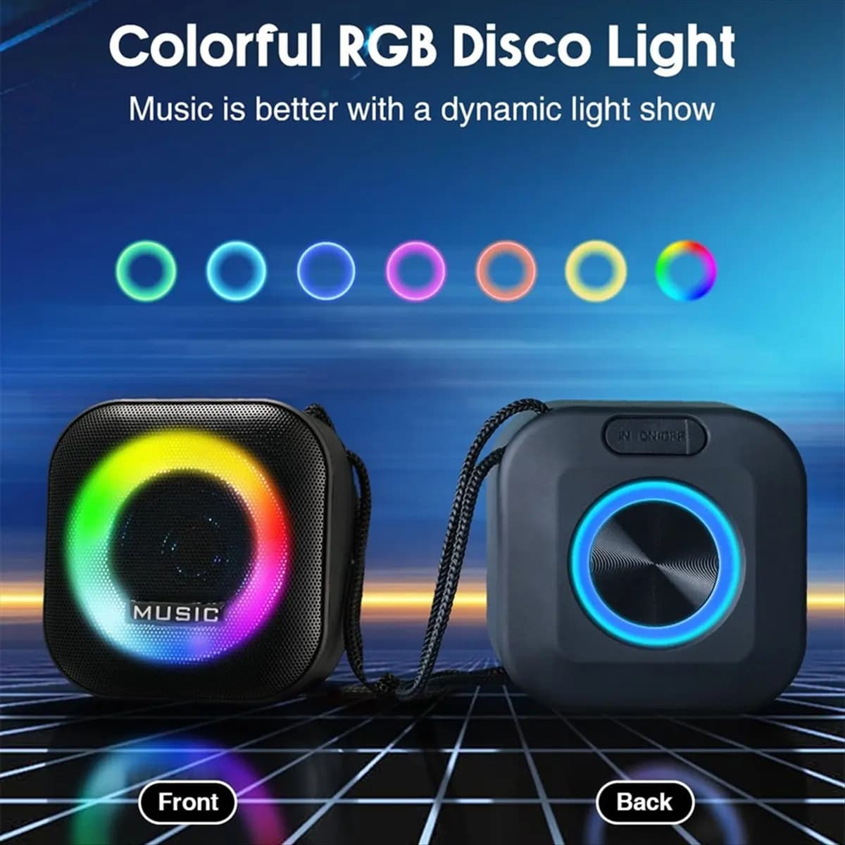 *ONE DAY Altoparlante Bluetooth portatile RGB Luce colorata Subwoofer wireless impermeabile Altoparlante da viaggio stereo Surround TWS