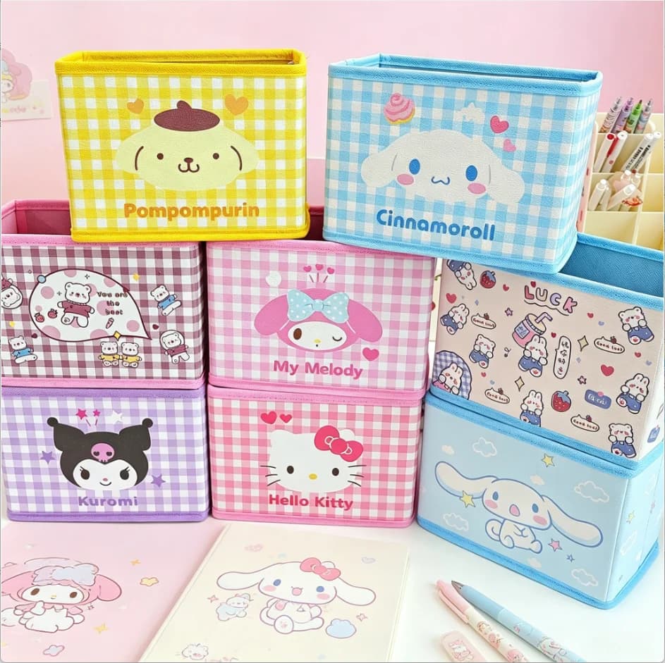 Nuovo organizer da scrivania Hello Kitty, Cinnamoroll, Kuromi, contenitore pieghevole per giocattoli, articoli vari, biancheria intima, cosmetici e cancelleria