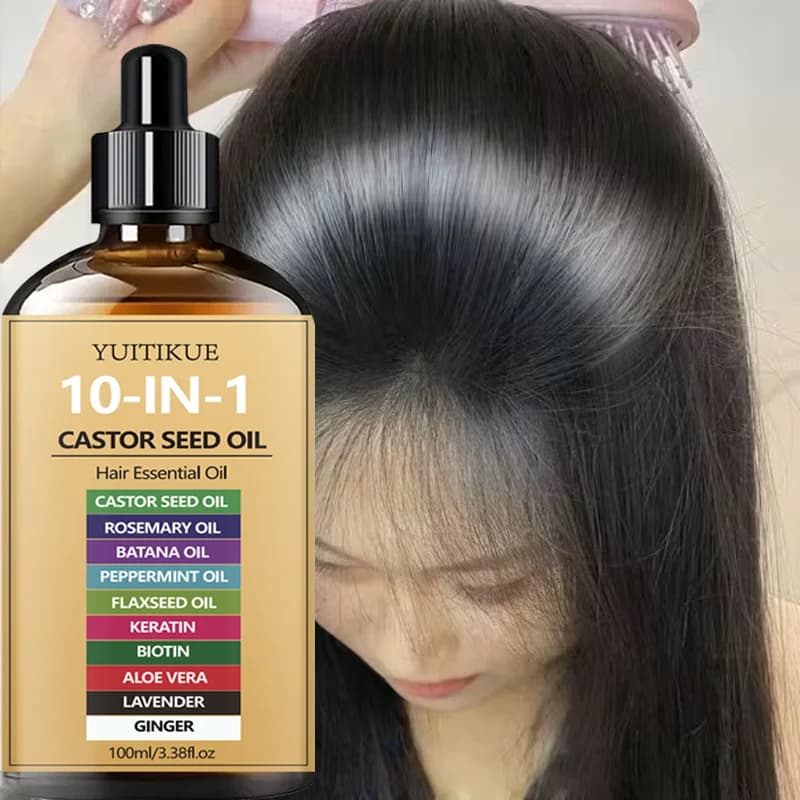 Olio Essenziale per Capelli 10-in-1 Castor 100ml - Olio Nutriente per il Cuoio Capelluto con Batana, Menta Piperita e Biotina
