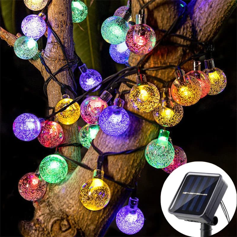 Catena di Luci Solari a Bolle con 20/50/100 LED, per Esterni, Matrimoni, Patio, Festività, Ramadan, Decorazione per Stanze, Lampada Solare a Ghirlanda