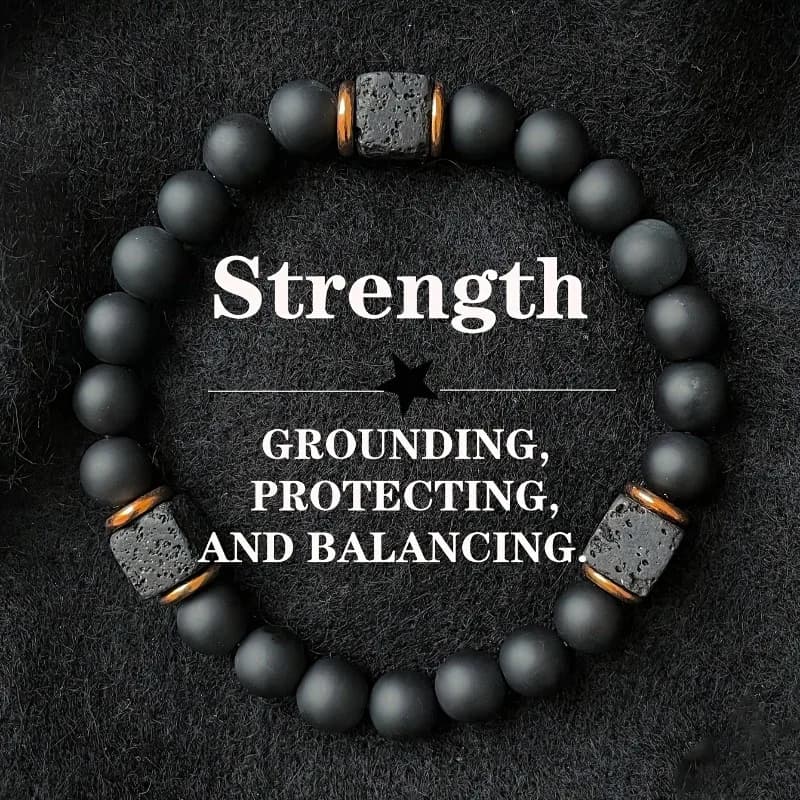1 piece volcanic stone men's bracelet with square black agate, fashionable jewelry suitable for magnetic therapy of modern gentlemen