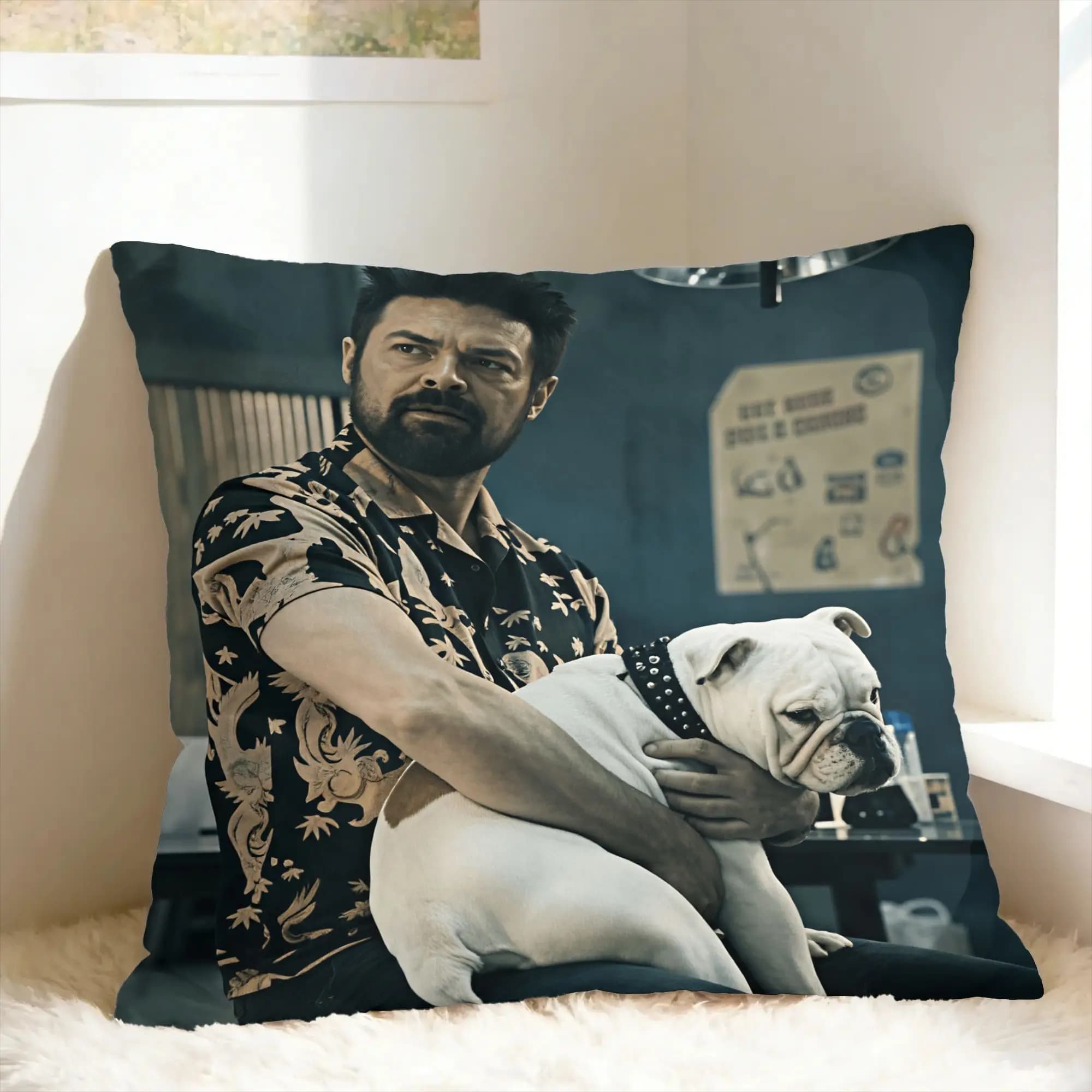 Billy Butcher And Dog Pillow Case Boys Custom Pillow Cover Kawaii Pillowcases For Sofa Couch Bed Living Room