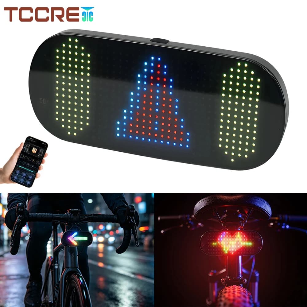 1Set Smart Bike Rear Taillight, Bluetooth App Controlled LED Warning Light, Support DIY Custom Patterns for Road & MTB Cycling