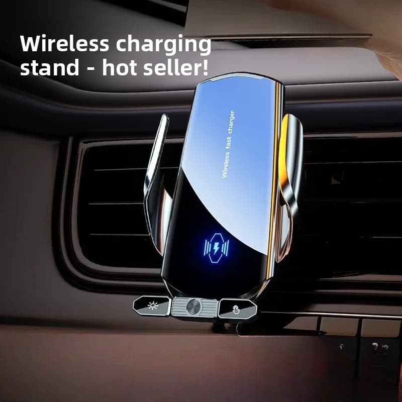 Detachable Plug-in Wireless Charging Car Phone Holder Retractable Opening Design Auto Navigation Support Bracket