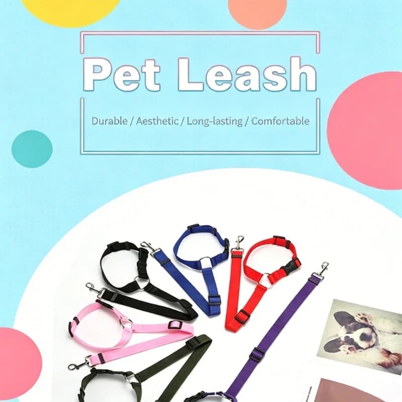 Adjustable Dog Car Seat Belt Leash Headrest Restraint Nylon Pet Safety Travel Harness Strap Anti-Shock Vehicle Travel Lead For S