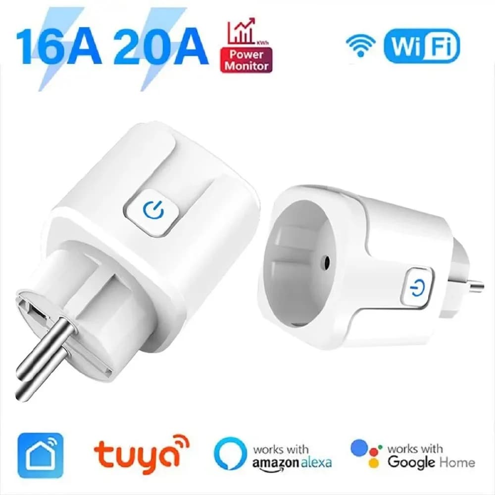 Presa Intelligente WiFi Tuya EU 20A Senza Monitoraggio Energetico, Controllo Vocale e Temporizzazione, Compatibile con Alexa, Google Home e Alice