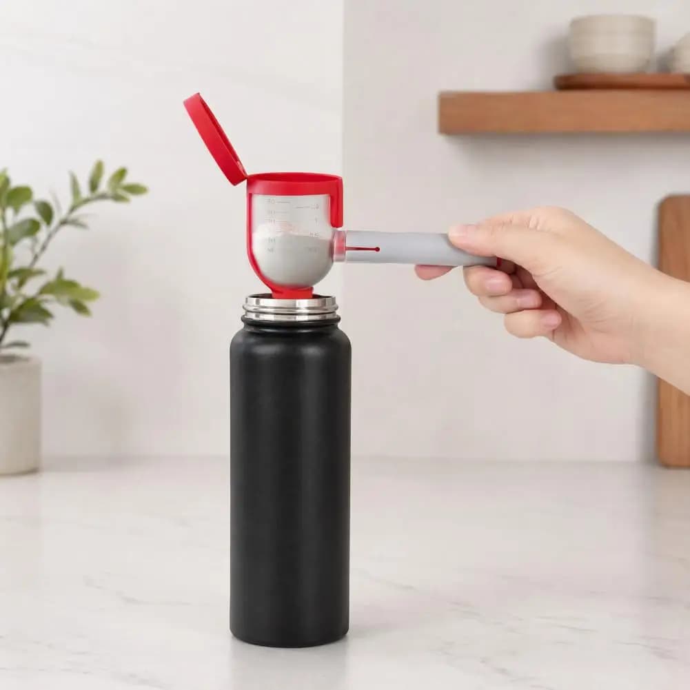 Portable Protein Container 2pcs Adjustable Funnel Dispenser Set Protein Powder Scoop Container with Portable Storage for Narrow