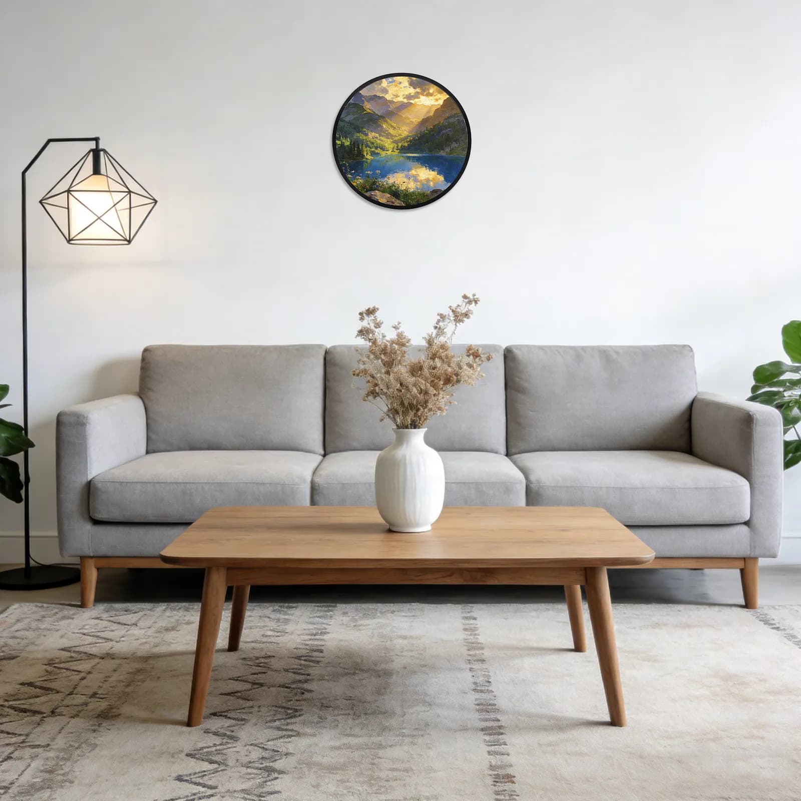 Circular frame from 12 Inches in Aluminum Alloy Brushed Black, Round Frame for Wall Squares, Oil Painting Stamps, 30 Cm Poster