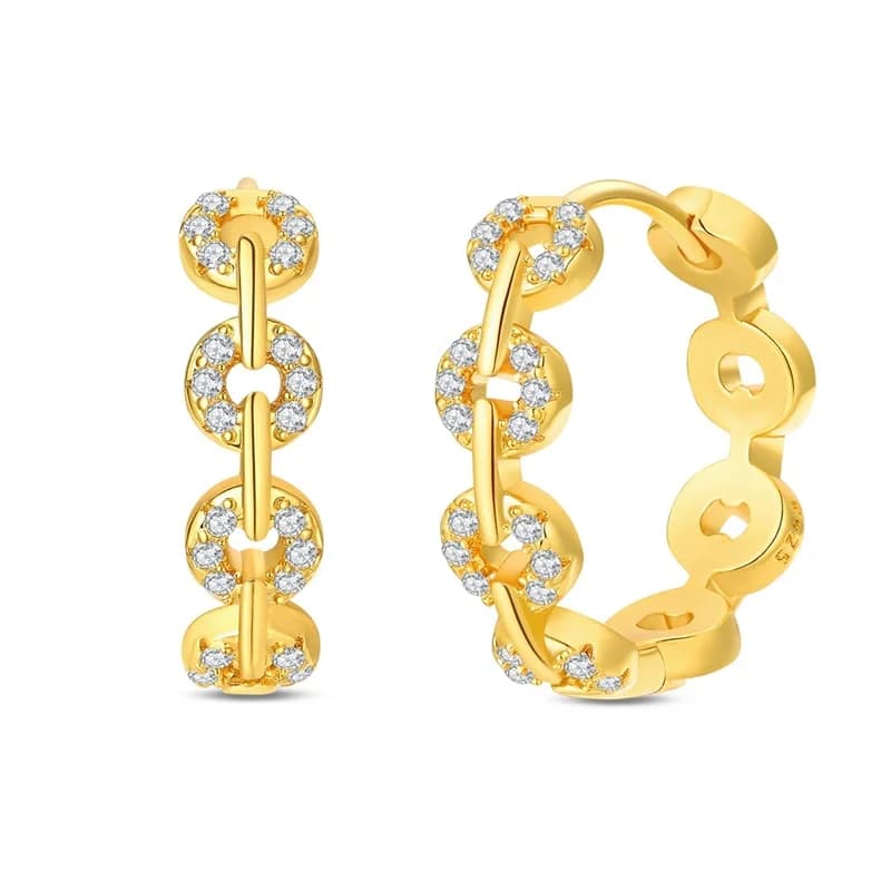 Classic 925 Sterling Silver Simple Geometric Hoop Earrings Sparkling Zircon Golden Earrings Women Fine Anniversary Jewelry Gifts