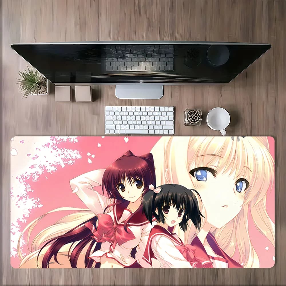 Tappetino per mouse grande antiscivolo con bordo cucito per computer desktop, tastiera e mouse, per studenti, con personaggio anime Kousaka Tamaki di To H-Heart 2