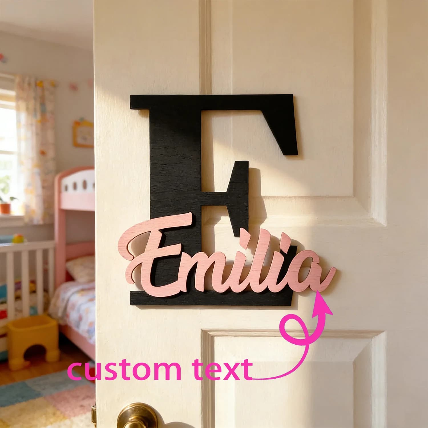 1pc Double-layer Wooden Surname Brand, Customized Name, Home Decoration, Children's Room Wall Decoration, and Birthday Gift
