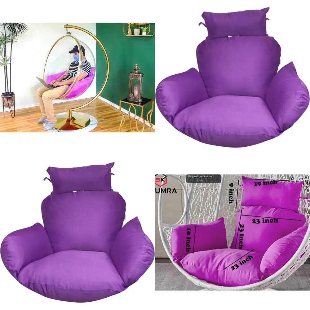 Cuscino per Sedia Sospesa da Esterno in Vimini con Seduta e Braccioli Antiscivolo, Resistente ai Raggi UV per Patio e Giardino