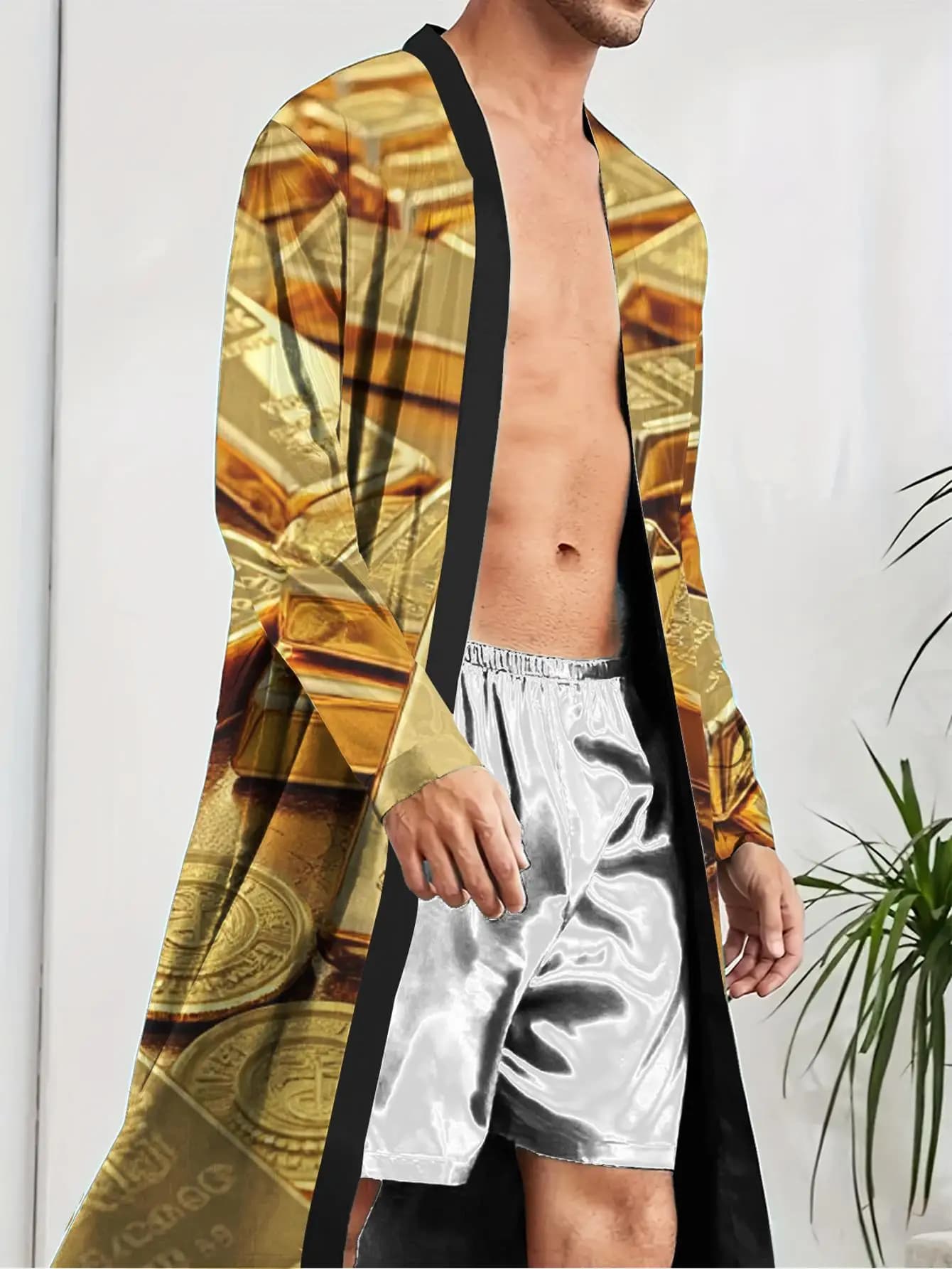 1 Pezzo Vestaglia da Uomo Primavera/Estate 2026, Vestaglia da Bagno con Grafica 3D in Poliestere, Camicia da Notte per Uomo, Abbigliamento da Notte