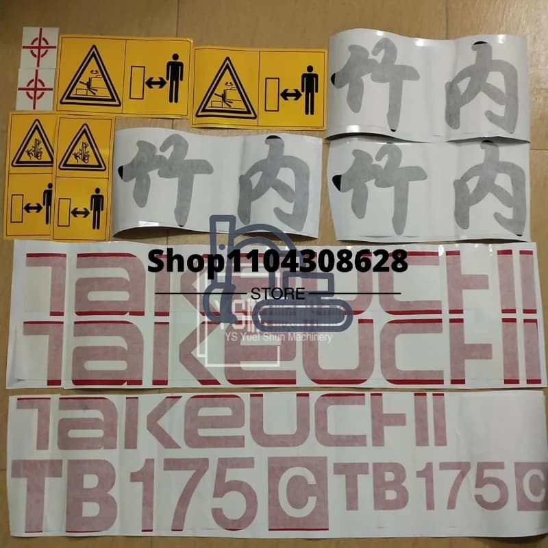 Takeuchi Adesivi per auto completi TB150 160 165 175C Adesivo per auto completo Escavatore Decalcomanie Adesivi Etichette di avvertimento Parti