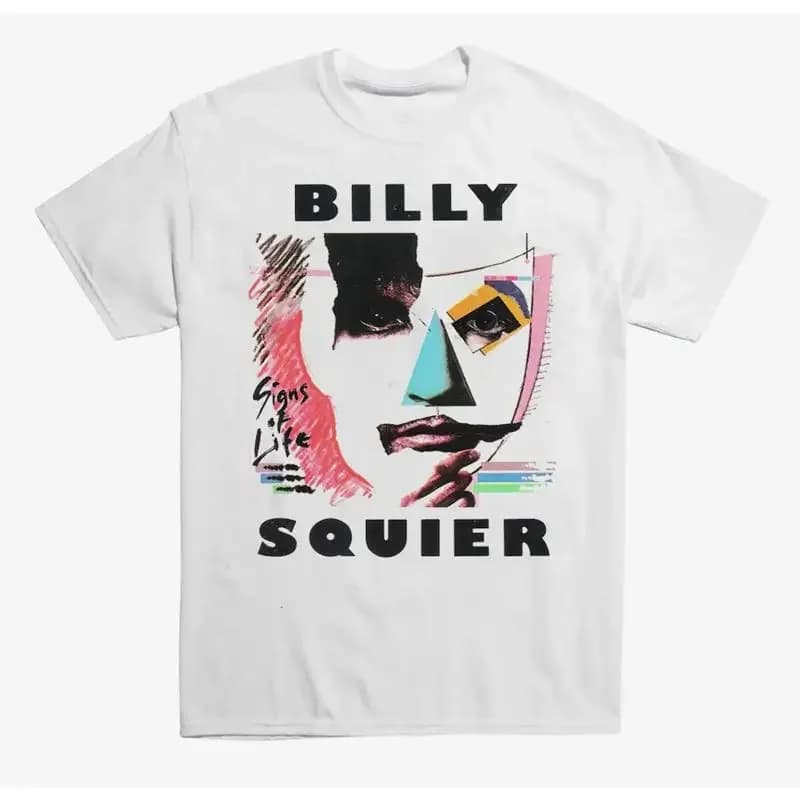 Rara maglietta bianca per fan di Billy Squier Signs Of Life, taglia dalla S alla 5XL