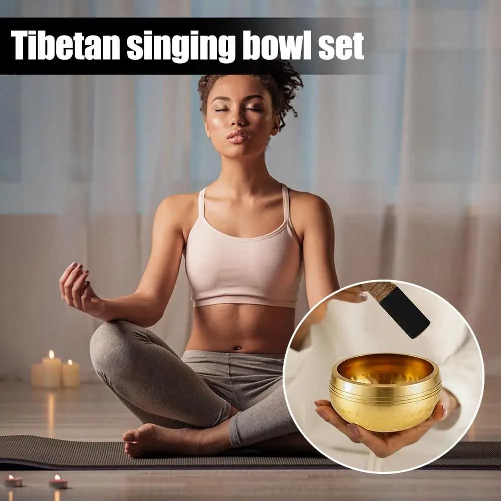Tibetan Singing Bowl Set Stress Relief Tool Yoga Meditation Chanting Bowl For Yoga Chakra Healing Mindfulness Stress Relief