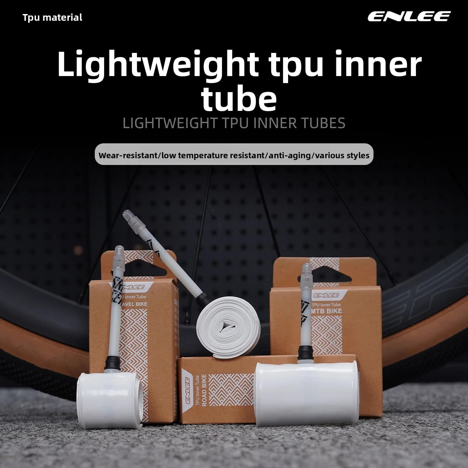 Ultra-light TPU air chamber for racing bikes and mountain bikes, compatible with tyres 700x23, 25, 28, 32, with light valve