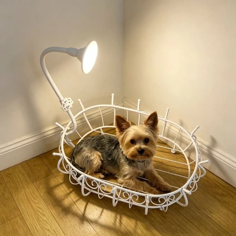 Elevated Pet Bed Metal Mesh Dog Bed Dog Cat Princess Beds Decorative Raised Pet Sleeping Bed for Small Puppy Kitten Indoor Home