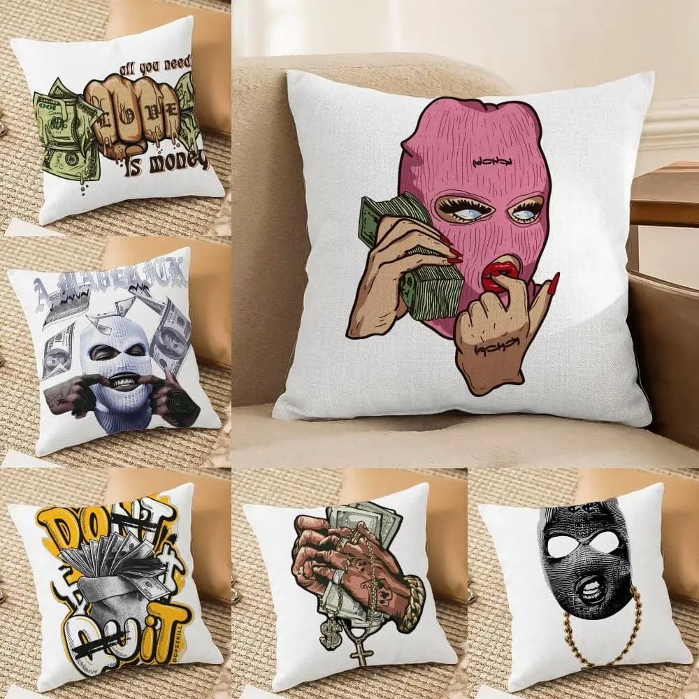 Federa per cuscino con stampa Culture Hip-Pop Money, stampa fronte-retro, cuscino per divano, testiera per camera da letto