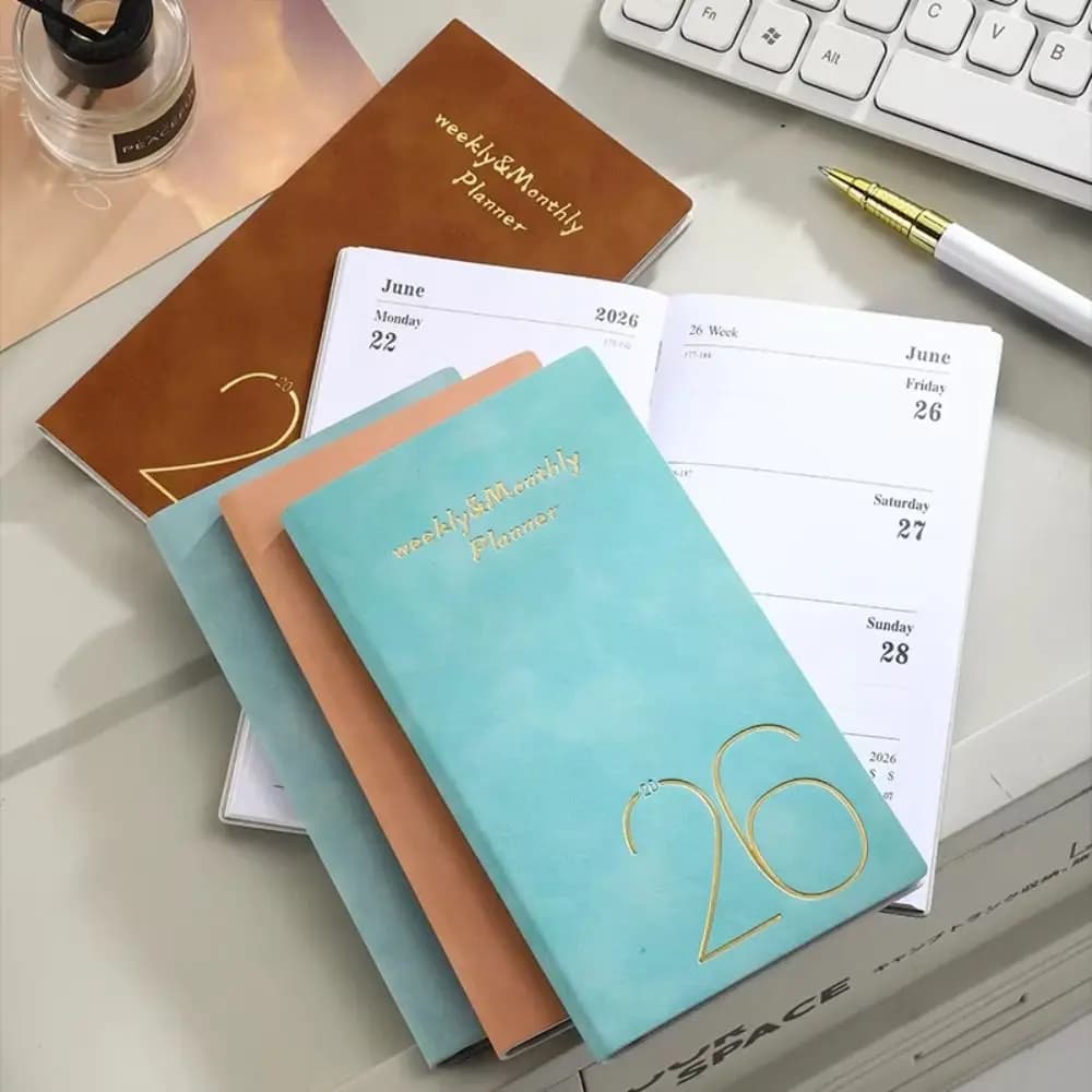 365 giorni A6 Planner Notebook Agenda giornaliera Promemoria Efficienza Agenda inglese Libro Organizzatore del tempo PU strutturato