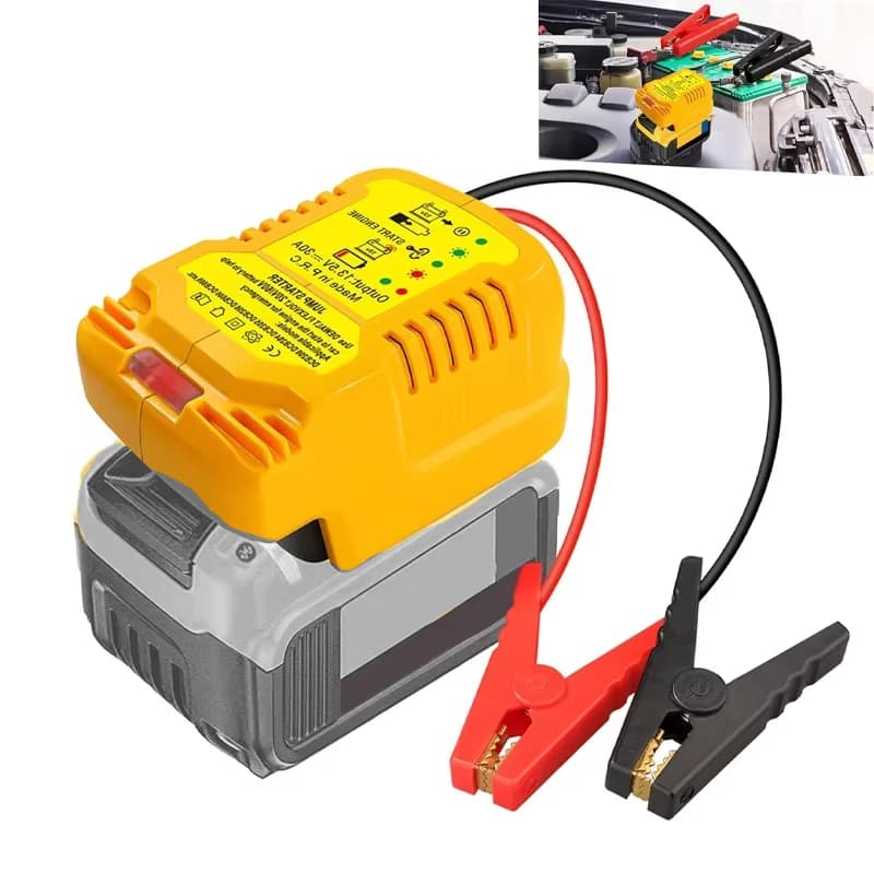 Adattatore per avviamento di emergenza per auto per batteria DeWalt 18V 20V DCB204 DCB206 con cavo kit di salto 11AWG Cavo booster automobilistico per impieghi gravosi