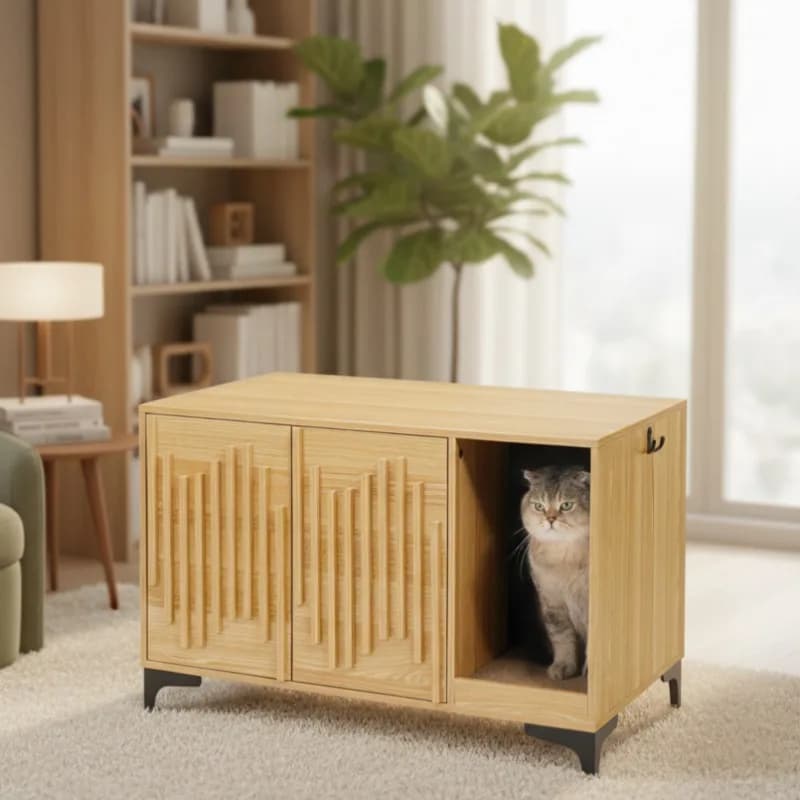 Mobiletto per Gatti Personalizzabile in Fibra Moderna ed Ecologica, Lettiera per Gatti e Gattini