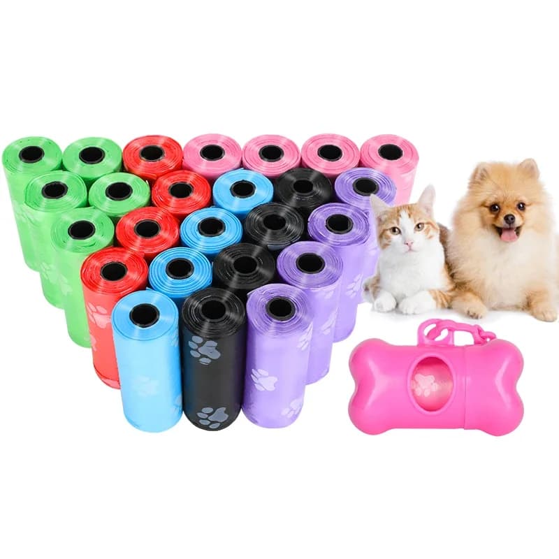 20/60/100 Rotoli Sacchetti per Cacca di Cani Sacchetti per Rifiuti per Animali Domestici Sacchetti per Spazzatura Non Profumati Supporto per Trasportino per Esterni Dispenser Borsa per Lettiera Pulito Accessori per Animali Domestici