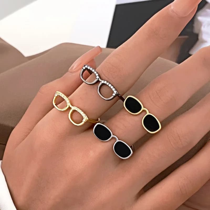 Small Crystal-Necklace-shaped ring torque jewelry finger index rings shaped sunglasses for women's jewelry Anel Bague Anillos