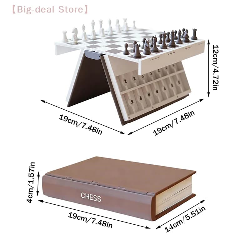 【M】 Libro degli scacchi stampato in 3D, set di scacchi con design a forma di libro, gioco da tavolo pieghevole per adulti, set di gioco compatto e portatile