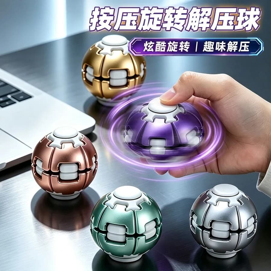 2026@New 3D Printed Hamburg Multicolor Gear Sphere Fidget Spinner Ball Stress Relief Fidget Toy Desktop Creative Ornament