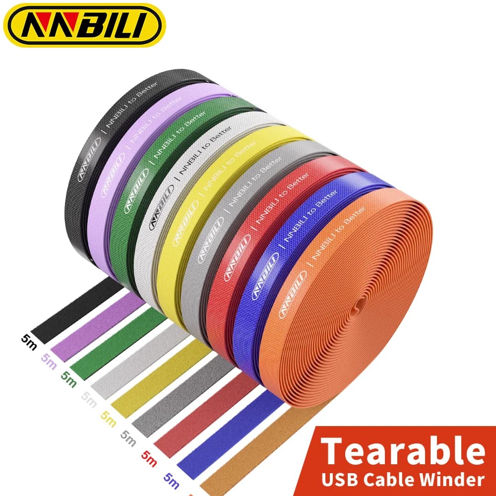 NNBILI 5M Organizzatore di cavi Gestione dei cavi USB Strappabile Organizador Cavi Avvolgitore Fascette Accessori per telefoni Organizzatore di cavi metallici