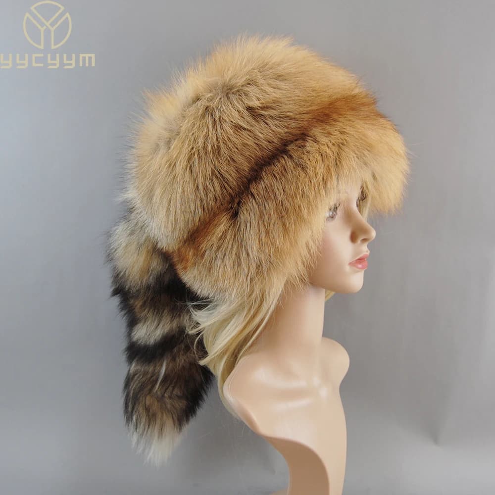 Cappello Beanie Unisex in Vera Pelliccia di Volpe 2026, Cappello Mongolo con Design Unico a Coda di Volpe, Cappelli Invernali di Lusso Caldi per un Look alla Moda, Cappello Bomber