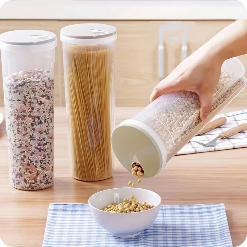 Contenitore in plastica per alimenti con coperchio - versatile, sigillato, adatto per pane, cereali e prodotti a base di cereali