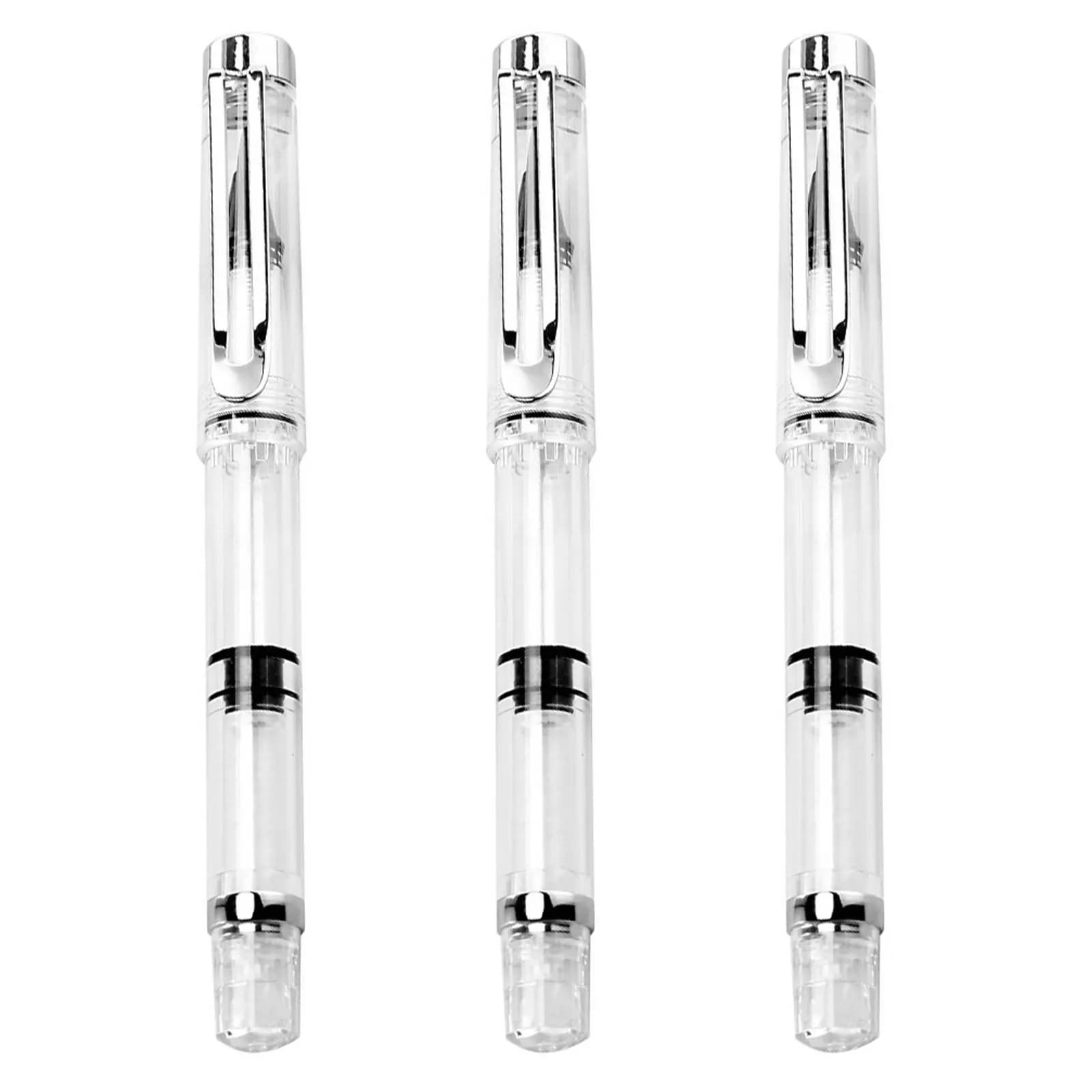 3Pcs Fountain Brush Pens with Fine Steel Nib Plastic Body Smooth Writing Calligraphy Brush Pen Set for Beginners Artists
