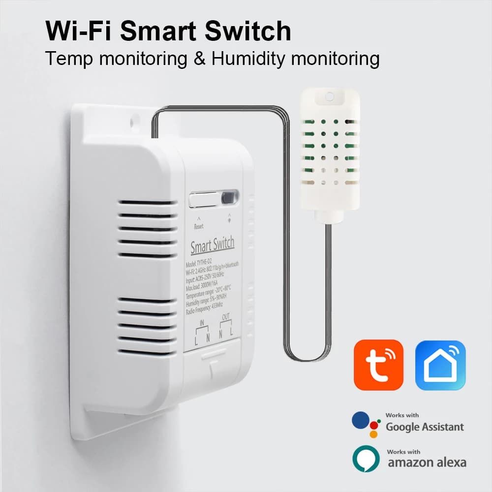 Tuya Wifi Smart temperatura umidità interruttore monitoraggio elettricità statistiche relè temporizzazione sensore sonda termostato intelligente